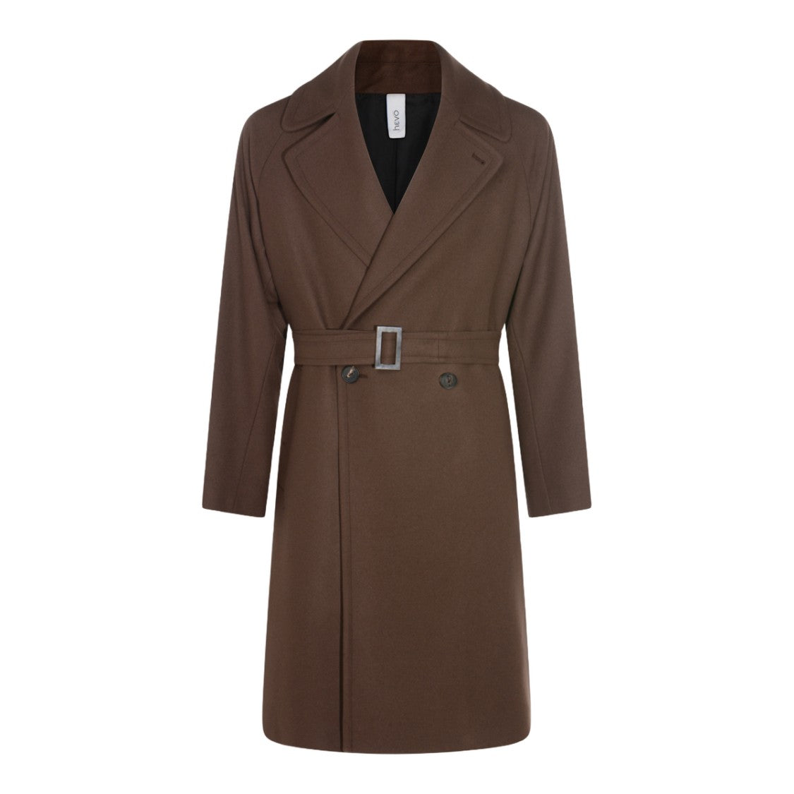 Hevo Double-Breasted Brown Tailored Coat With Matching Belt