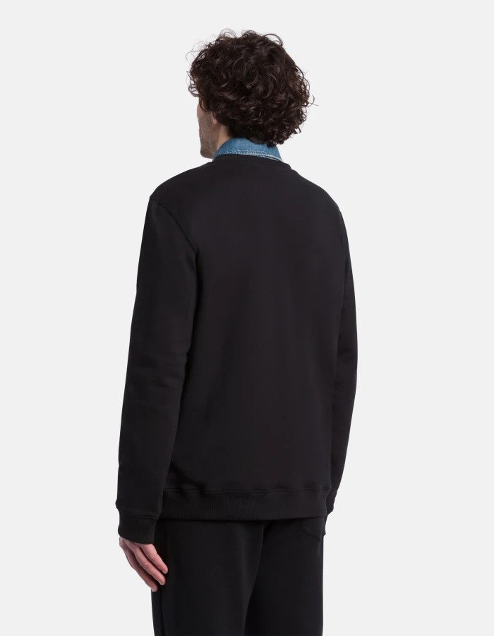 Dondup Classic Black Crewneck Sweatshirt With Subtle Logo Detail