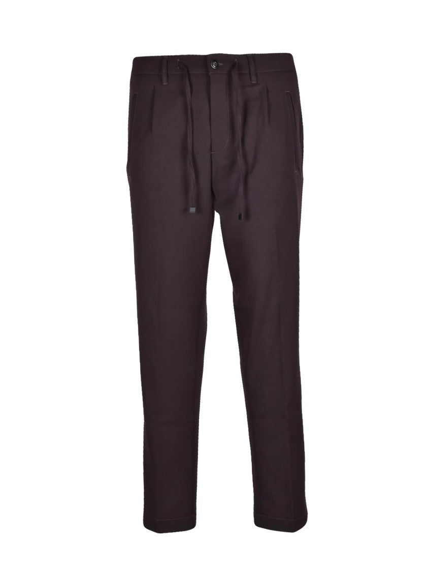 Officina 36 Brown Pleated Stretch Viscose-Blend Technical Pants