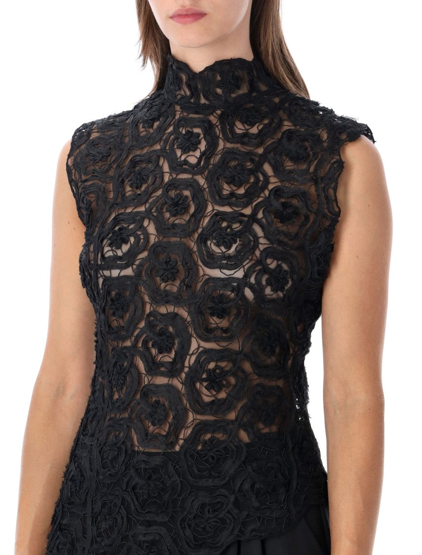 Operasport Donatella Scalloped Floral Lace Top