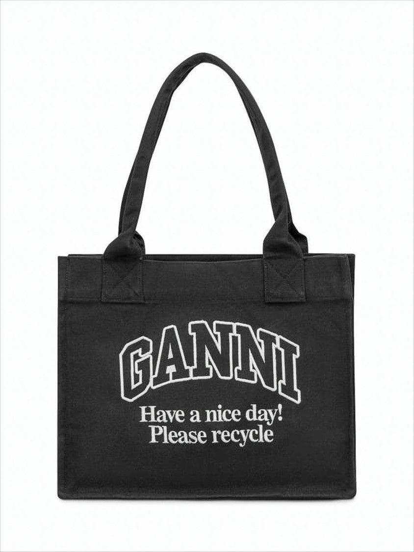 Ganni Rectangular Organic Cotton Tote Bag