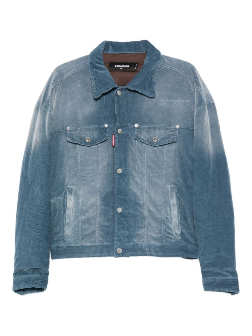 Dsquared2 Blue Button Flap Pocket Denim Jacket
