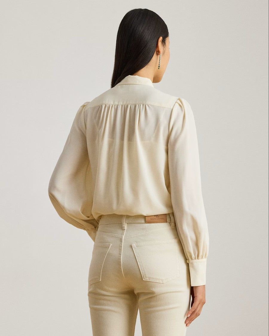 Lauren Ralph Lauren Natural Klaryce Recycled Georgette Blouse Shirt