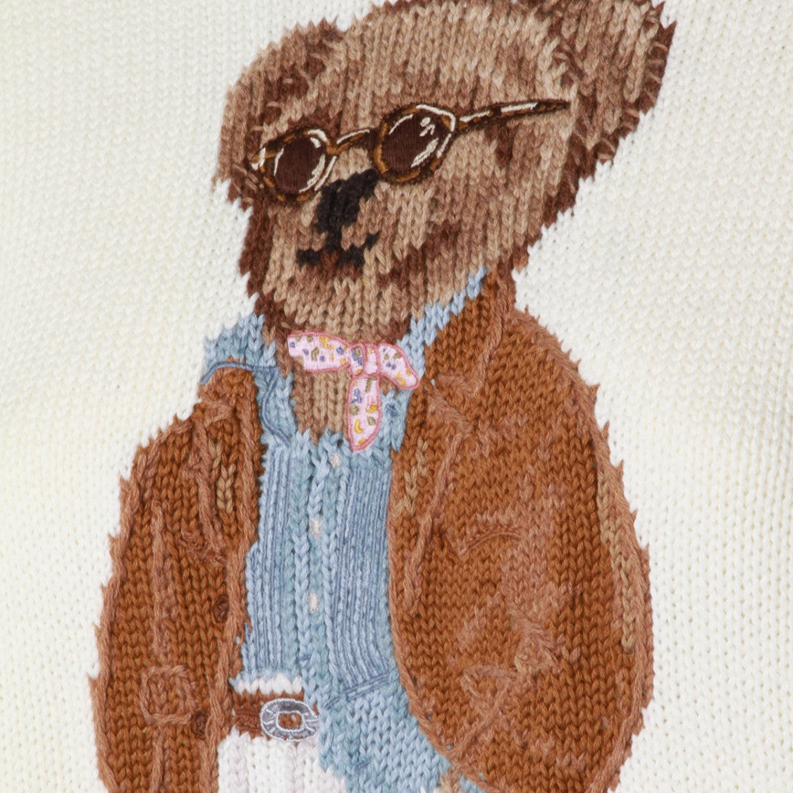 Polo Ralph Lauren Creamy White Sweater With Intricate Bear Design