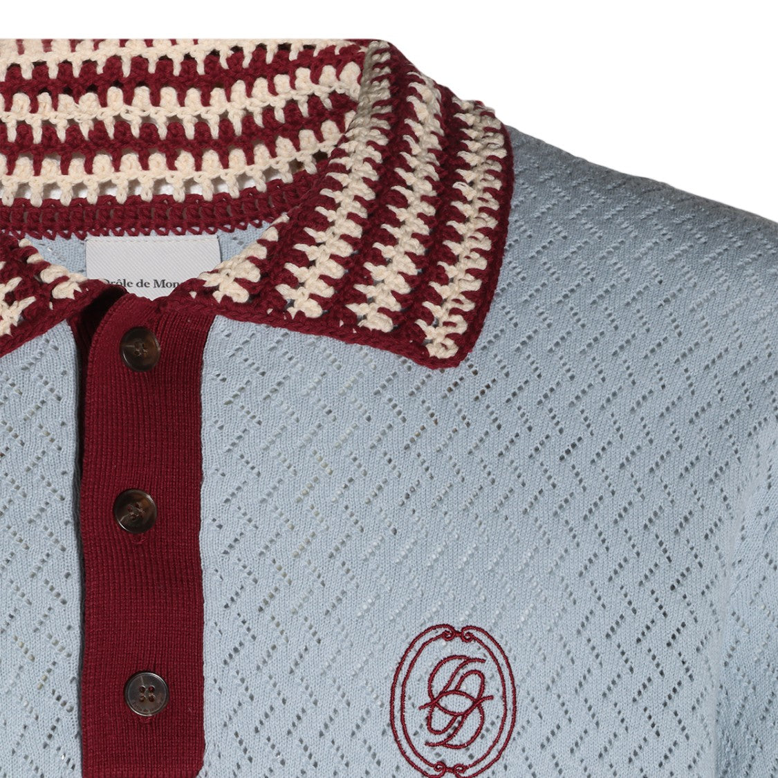 Drôle De Monsieur Textured Knit Sweater With Striped Collar