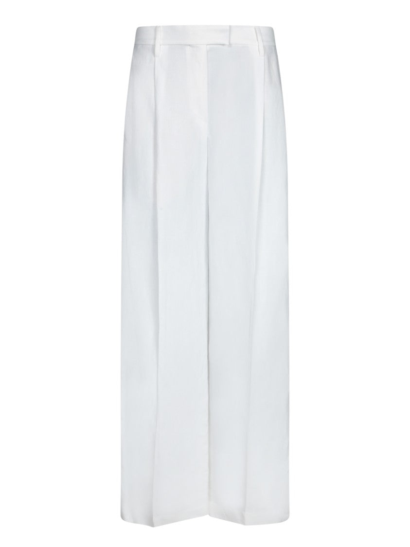 Pinko Wide-Leg White Trousers With Tailored Fit