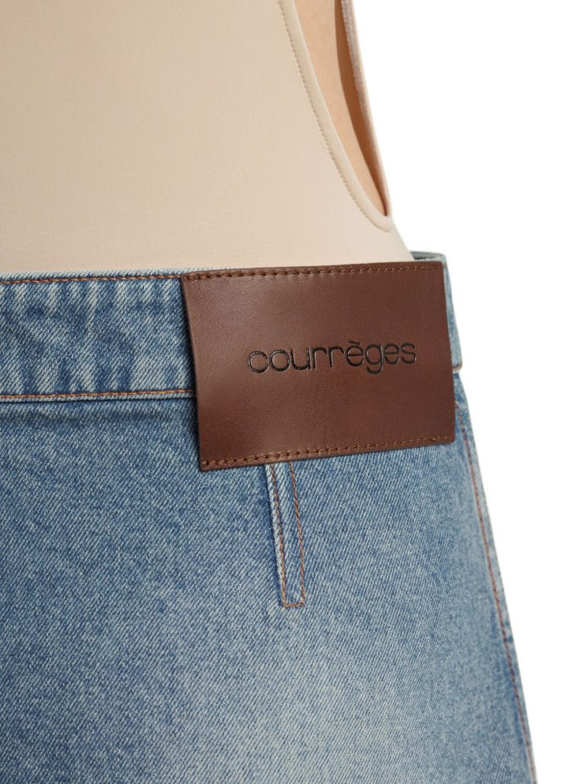 Courrèges A-Line Mini Denim Skirt With Double-Button Closure