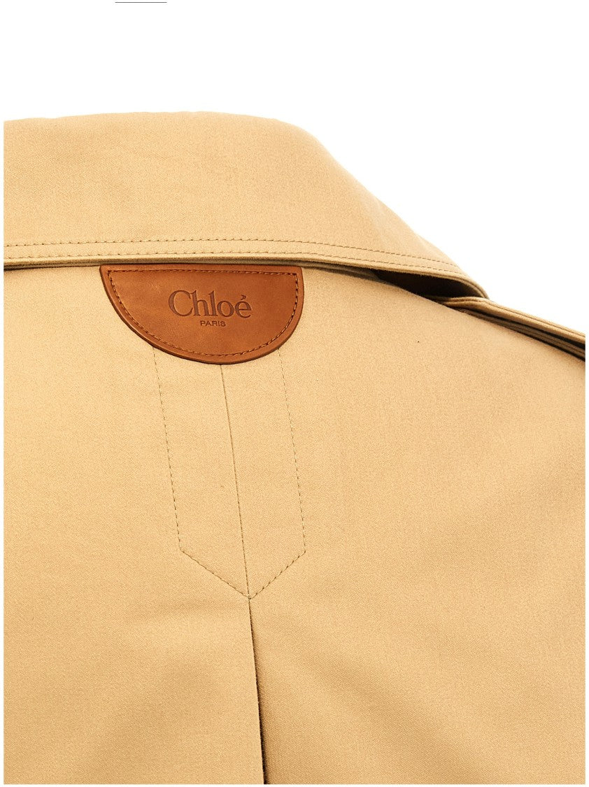 Chloé Short Cotton Satin Trench Coat