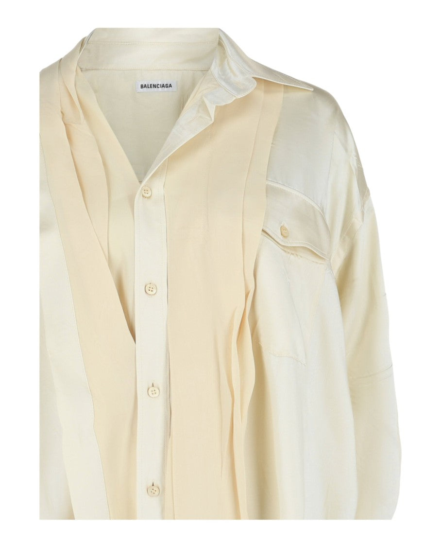 Balenciaga Patched Scarf Shirt In Fluid Satin