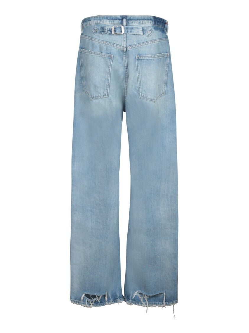 Maison Margiela Light Blue Wide-Leg Jeans With Frayed Finish