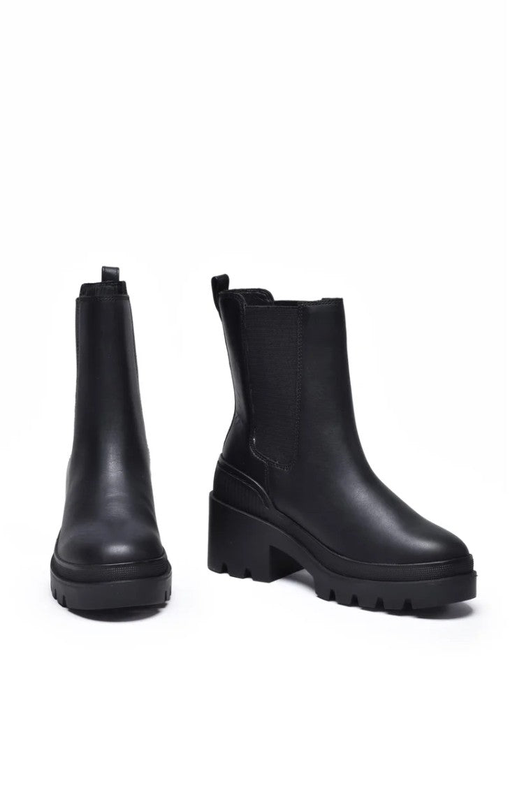 Tommy Hilfiger Black Leather Rubber Sole Men Boot