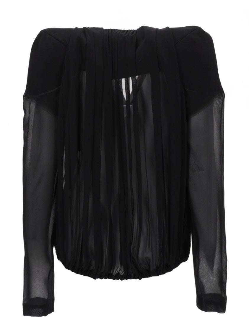 Rick Owens Neutral Mary Draped Voluminous Cotton Blazer