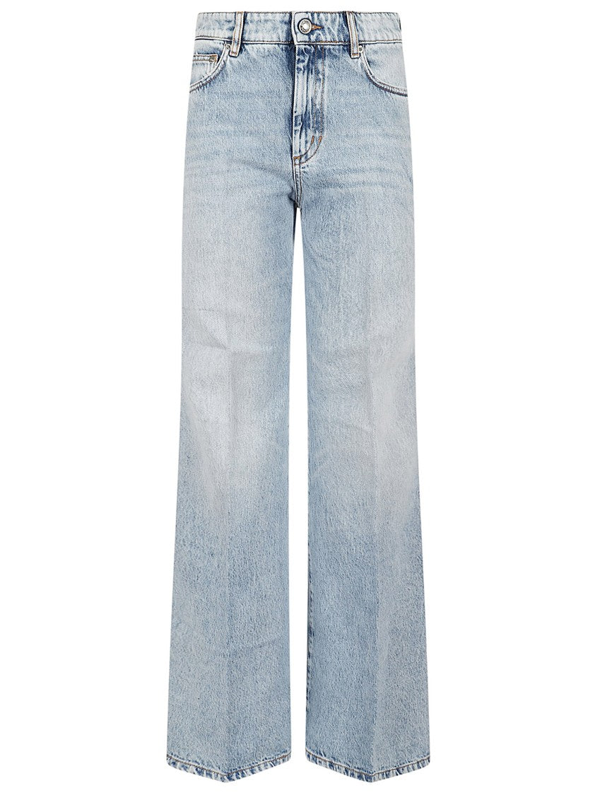 Max Mara Light Wash Denim Trousers With Classic Five-Pocket Design