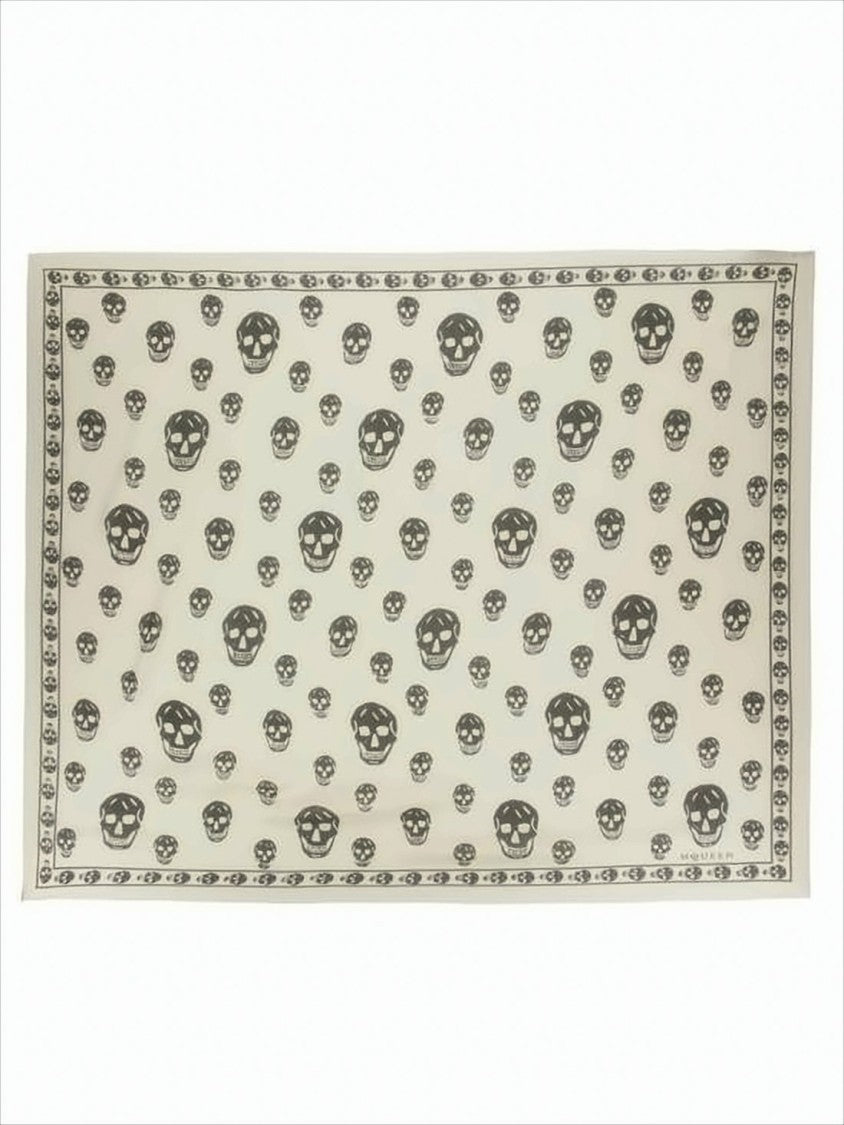 Alexander Mcqueen Rectangular Silk Scarf With Skull Motifs