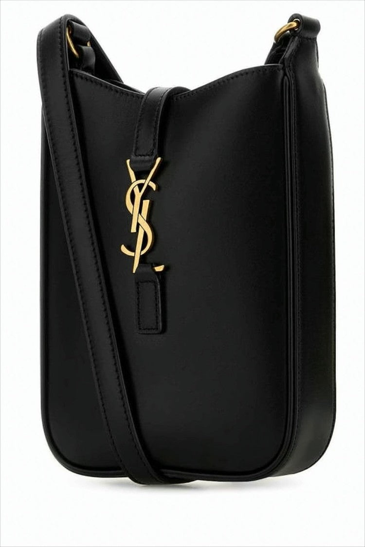 Saint Laurent Structured Rectangular Black Calf Leather Crossbody Bag