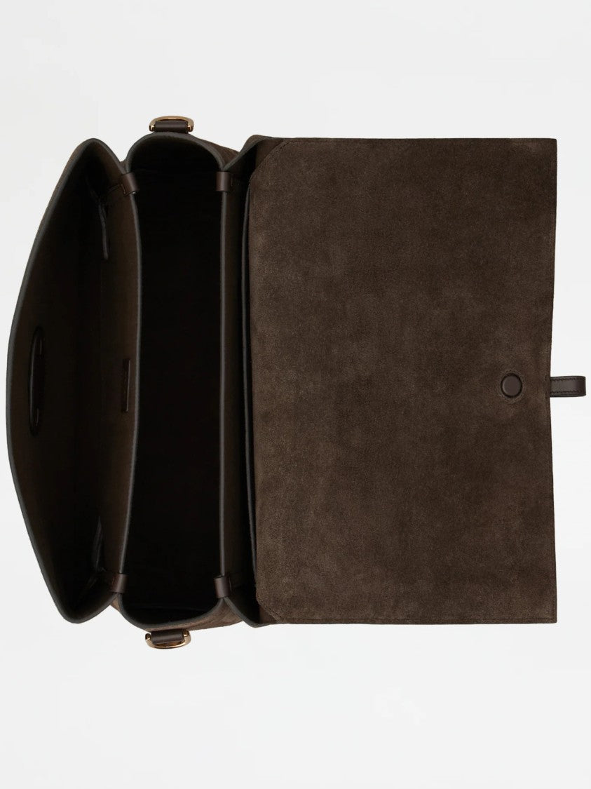 Tod's Deep Brown Suede Buckle Shoulder Bag