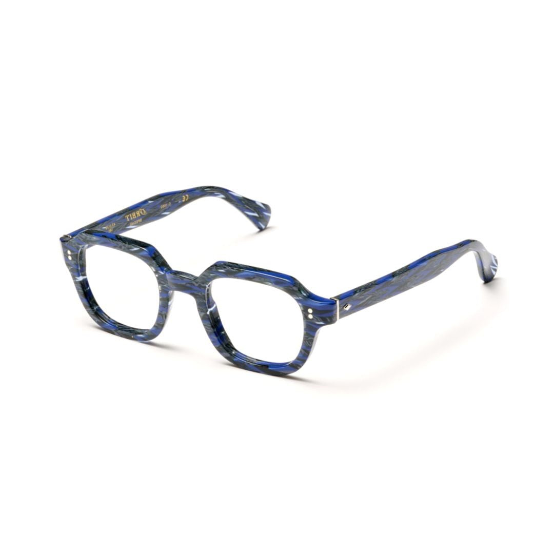 Kador Orbit Special-V Geometric Frame Sunglasses With Marbled Blue Design