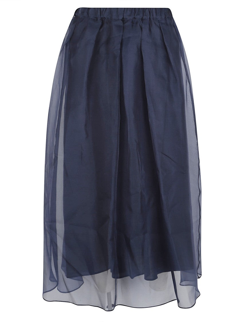 Max Mara Flared Midi Skirt With Pleated Detailing In Silk