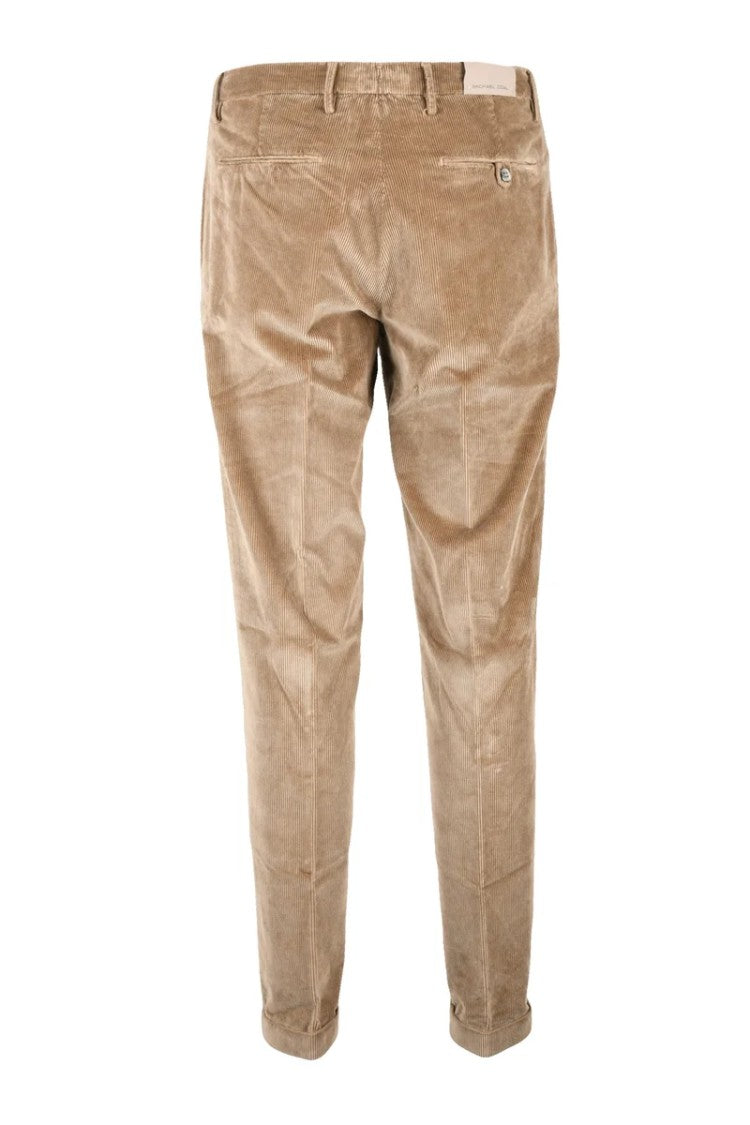 Michael Coal Tailored Beige Trousers With Velvety Texture