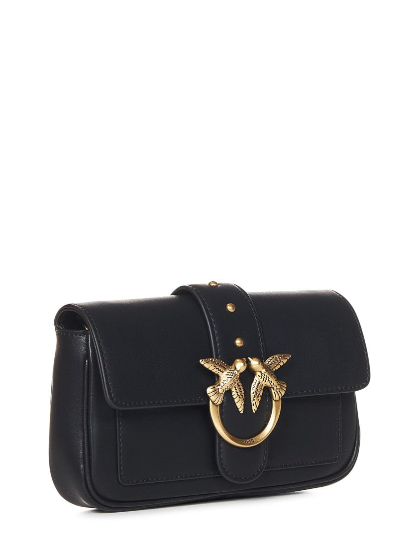 Pinko Black Silky Leather Shoulder Bag