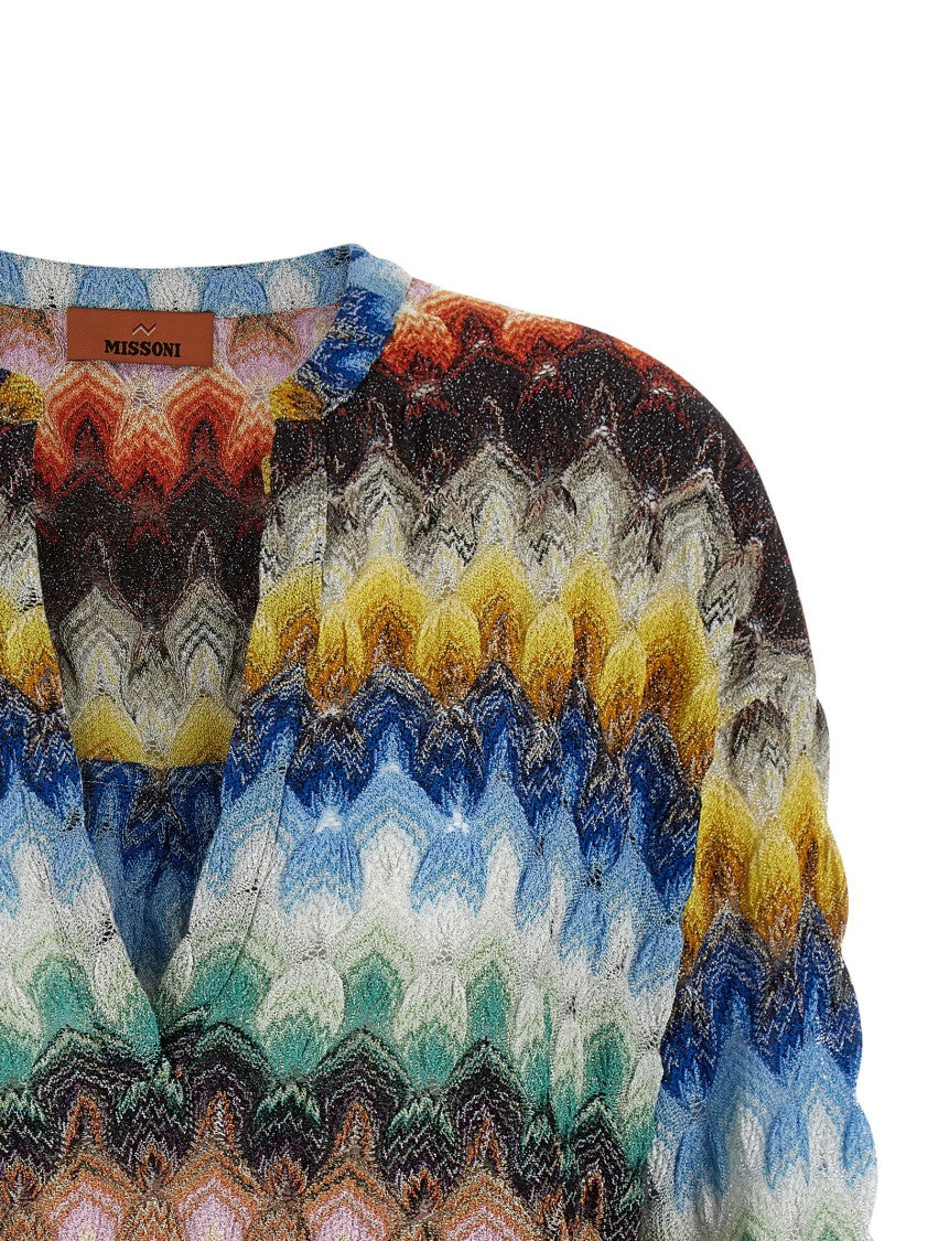 Missoni Lamé Knit Blouse With Raschel Lace