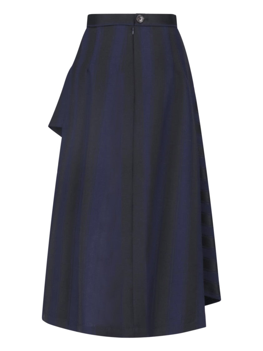 Vivienne Westwood Blue Draped Front Virgin Wool Midi Skirt