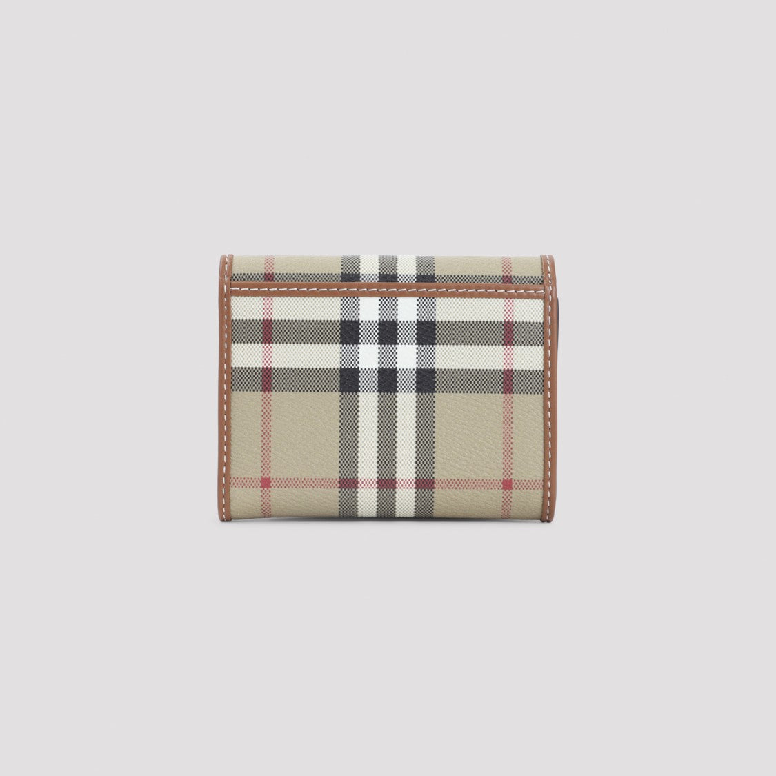 Burberry Beige Check Pattern Wallet With Gold-Tone Clasp