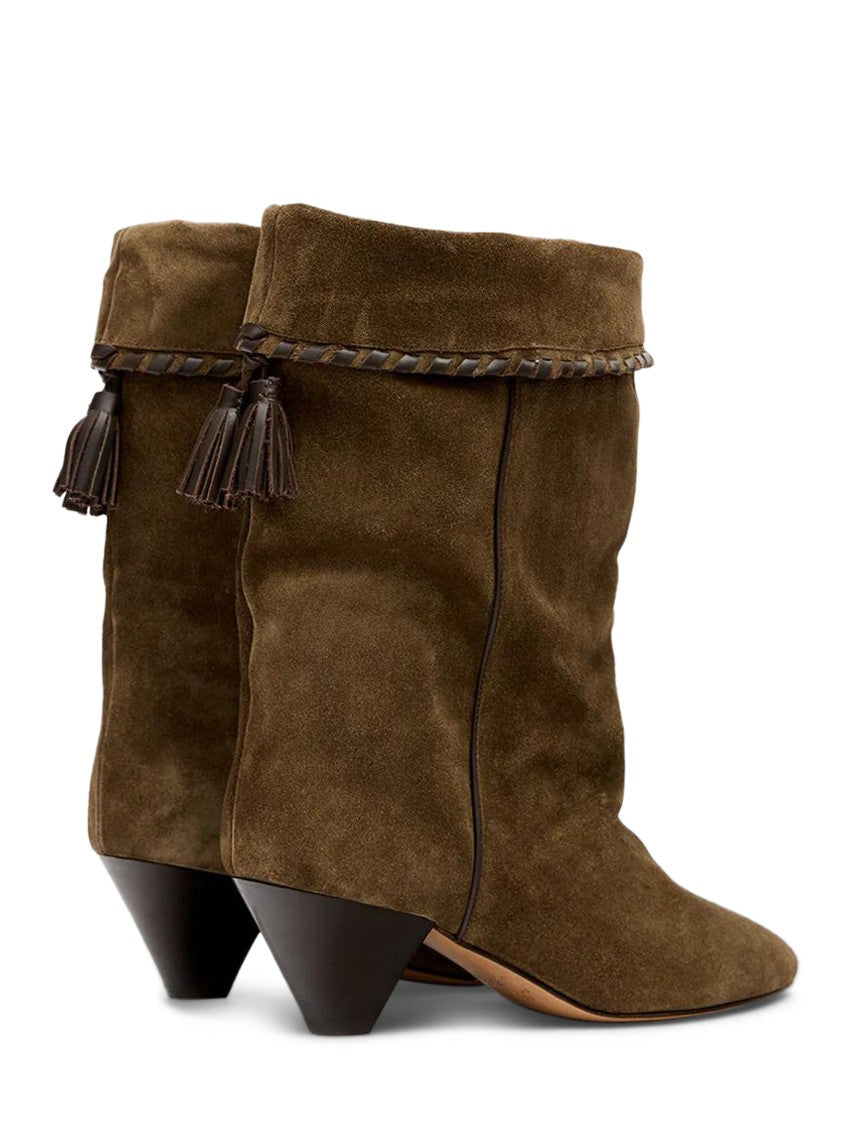 Isabel Marant Suede Leather Boots With Braided Trim
