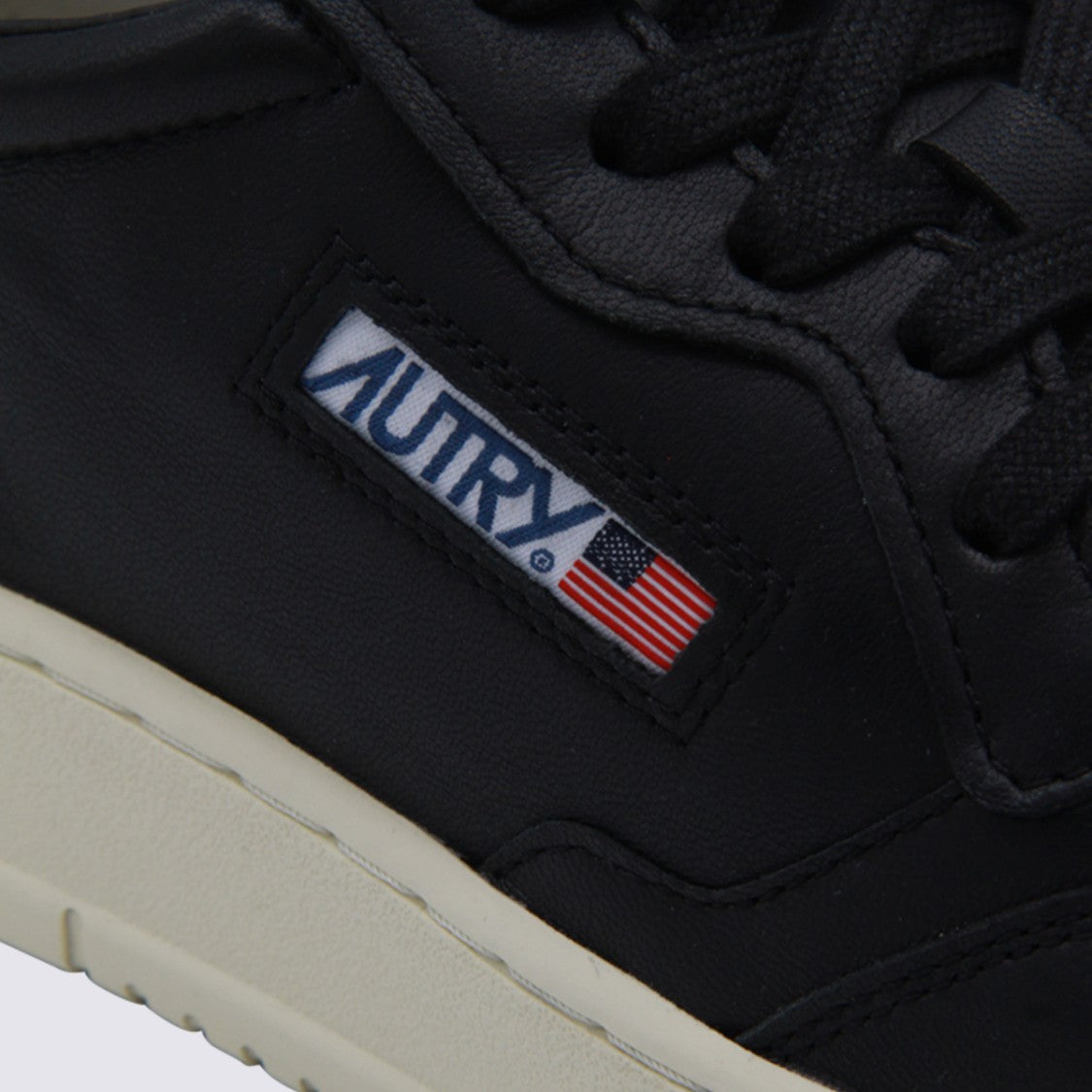 Autry Medalist Black Leather Sneakers With Suede Accents
