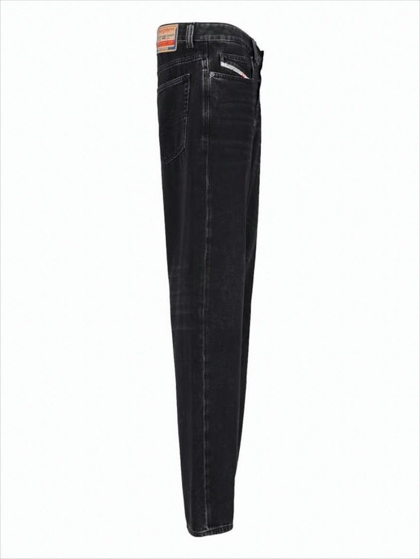 Diesel Wide-Leg Black Denim Pants With Classic Five-Pocket Styling