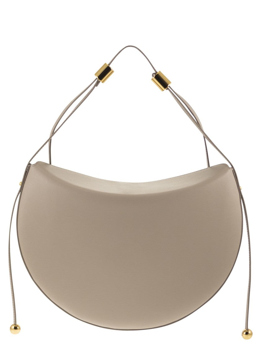 Furla Saddle-Shape Moonstone Shoulder Bag With Gold Accents