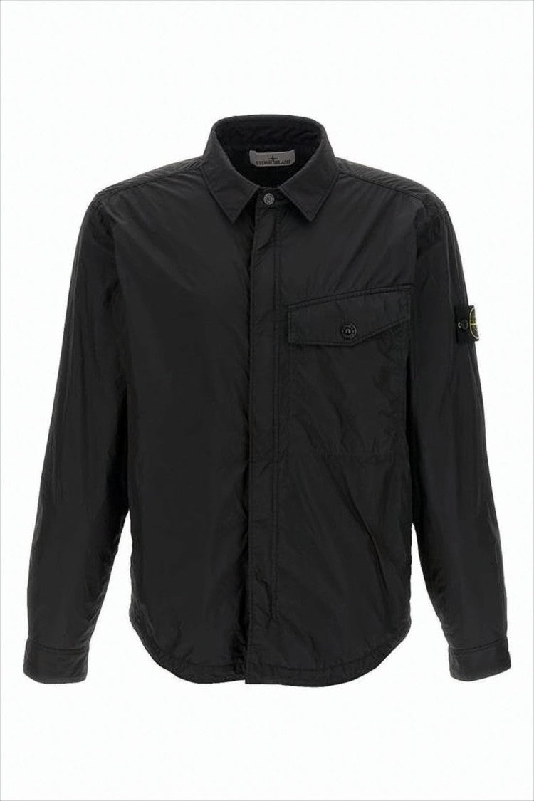 Stone Island Lightweight Nylon Jacket With Classic Collar And Signature Patch