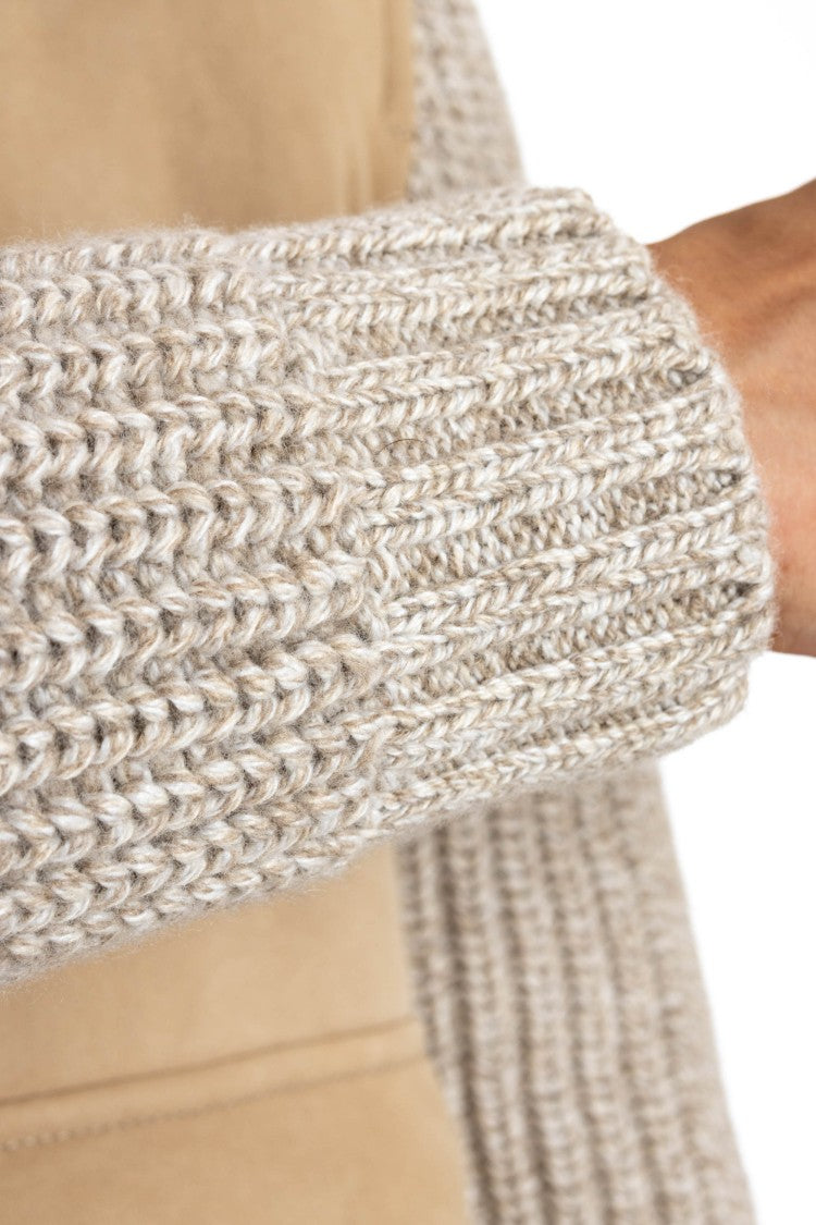 Eleventy Shearling Bomber With Knit Sleeves