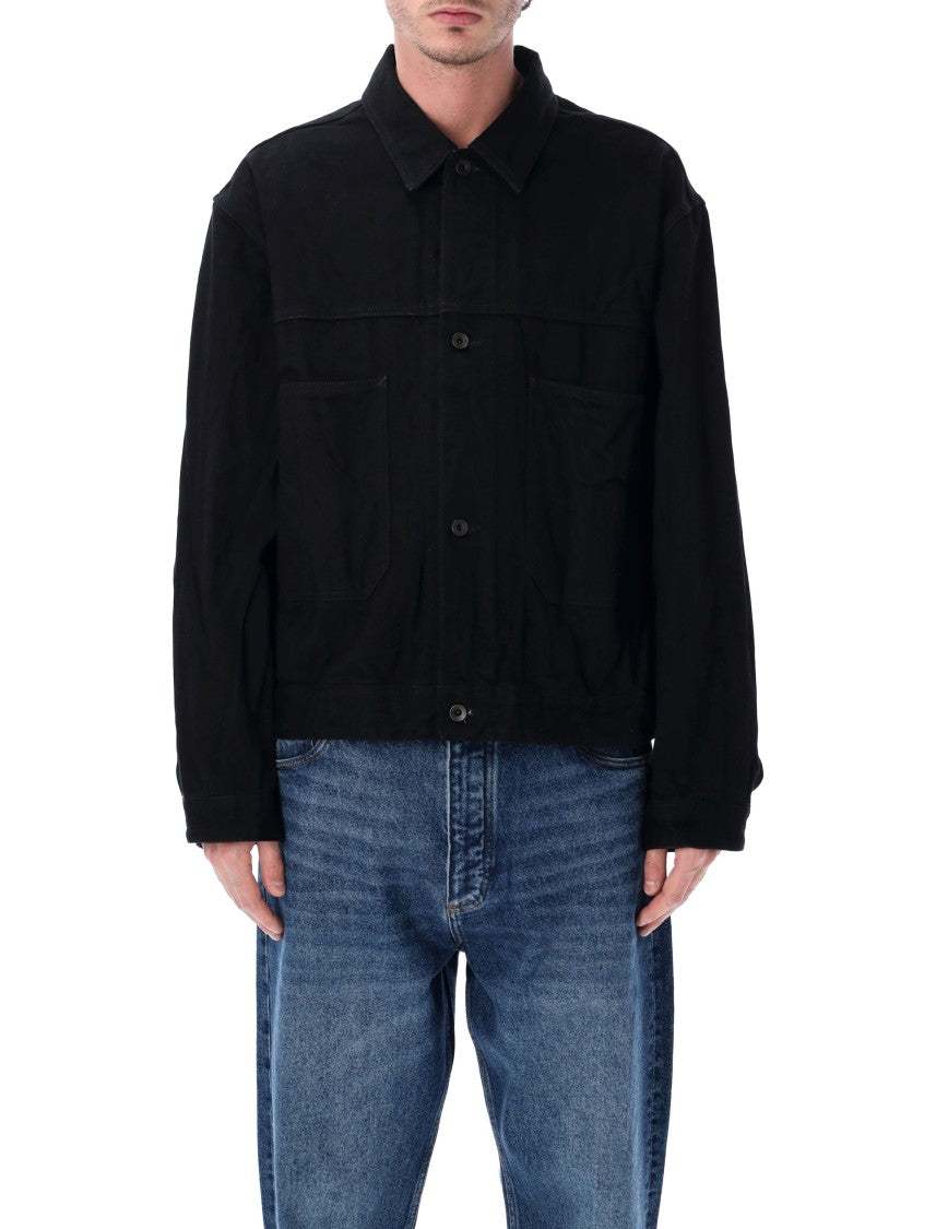 Studio Nicholson Stein Boxy Stropicciato Black Denim Jacket