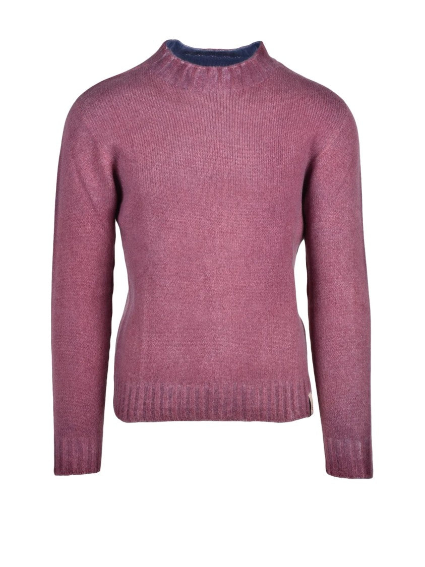 Bob Blue/Bordeaux Virgin Wool Two-Tone Crewneck Sweater