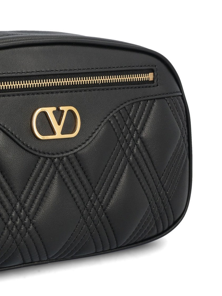 Valentino Garavani Quilted Lambskin Shoulder Bag With Gold-Tone Accents