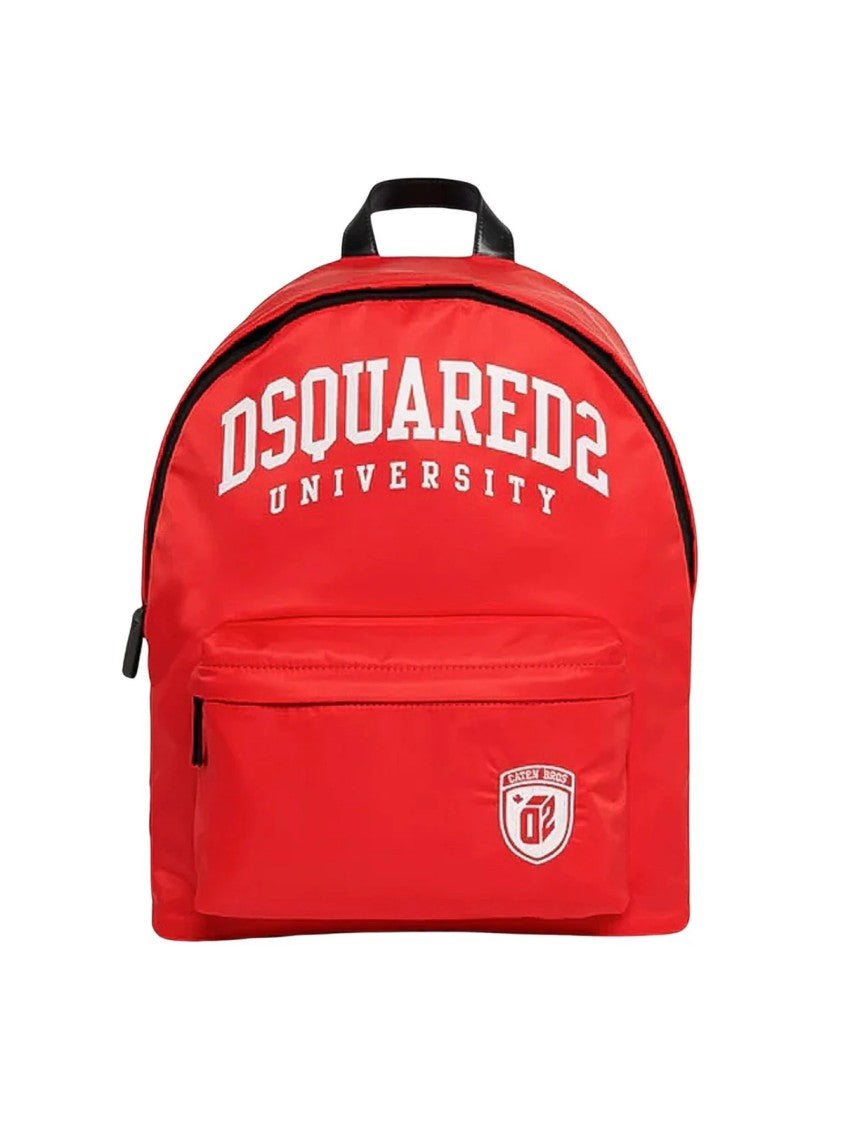Dsquared2 Red Full-Zip Nylon Backpack