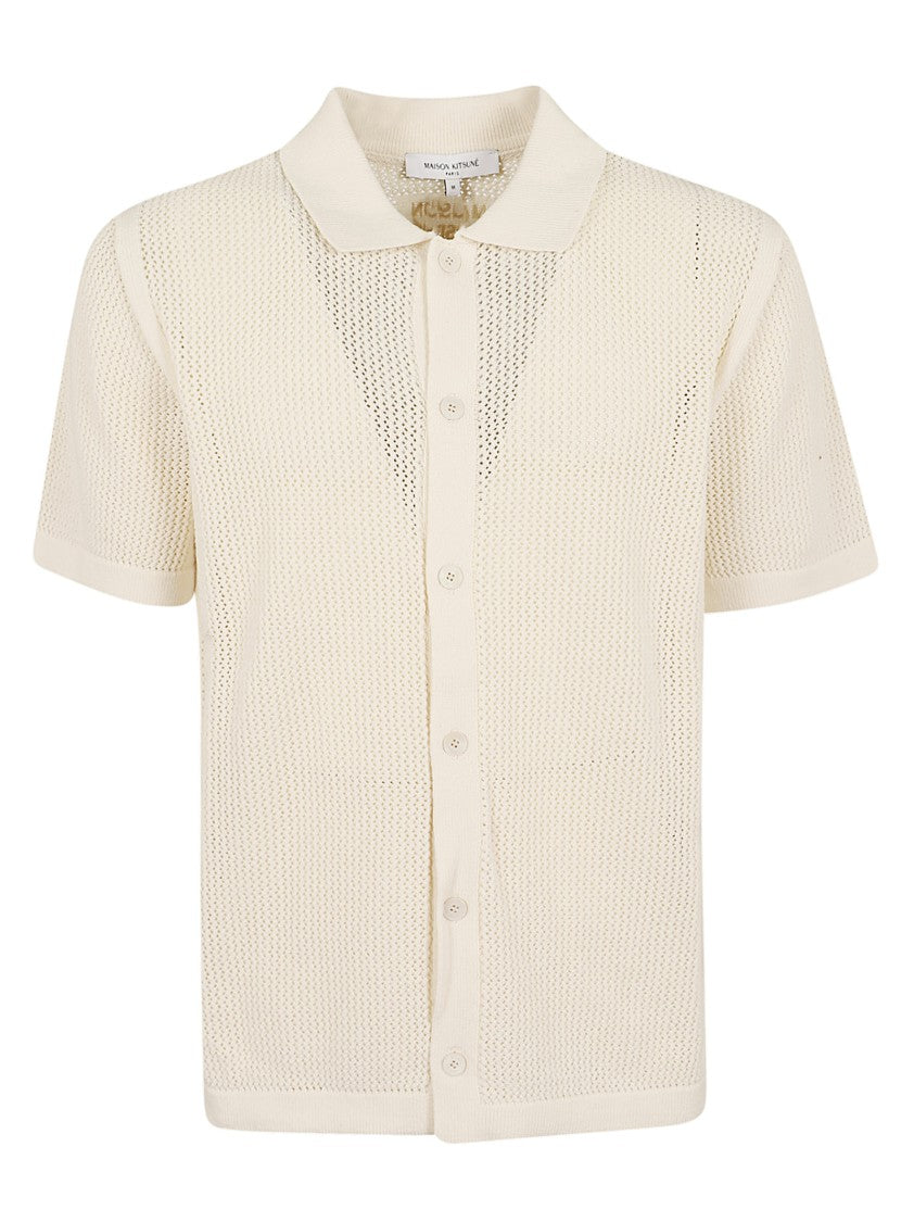 Maison Kitsuné Openwork Design Short Sleeve Cardigan