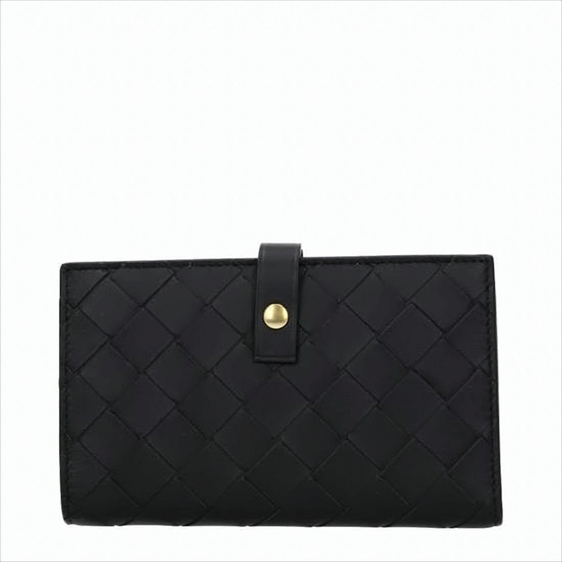 Bottega Veneta Compact Woven Calf Leather Wallet