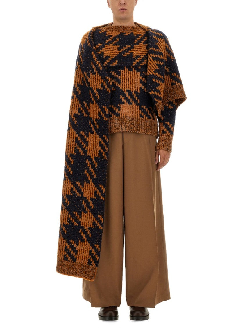 Dries Van Noten Chunky Knit Houndstooth Wool-Blend Scarf