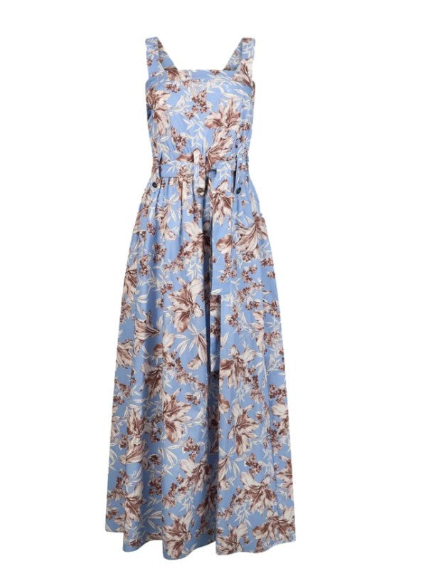 Liu Jo Long Floral-Pattern Poplin Maxi Dress With Belt And Pockets