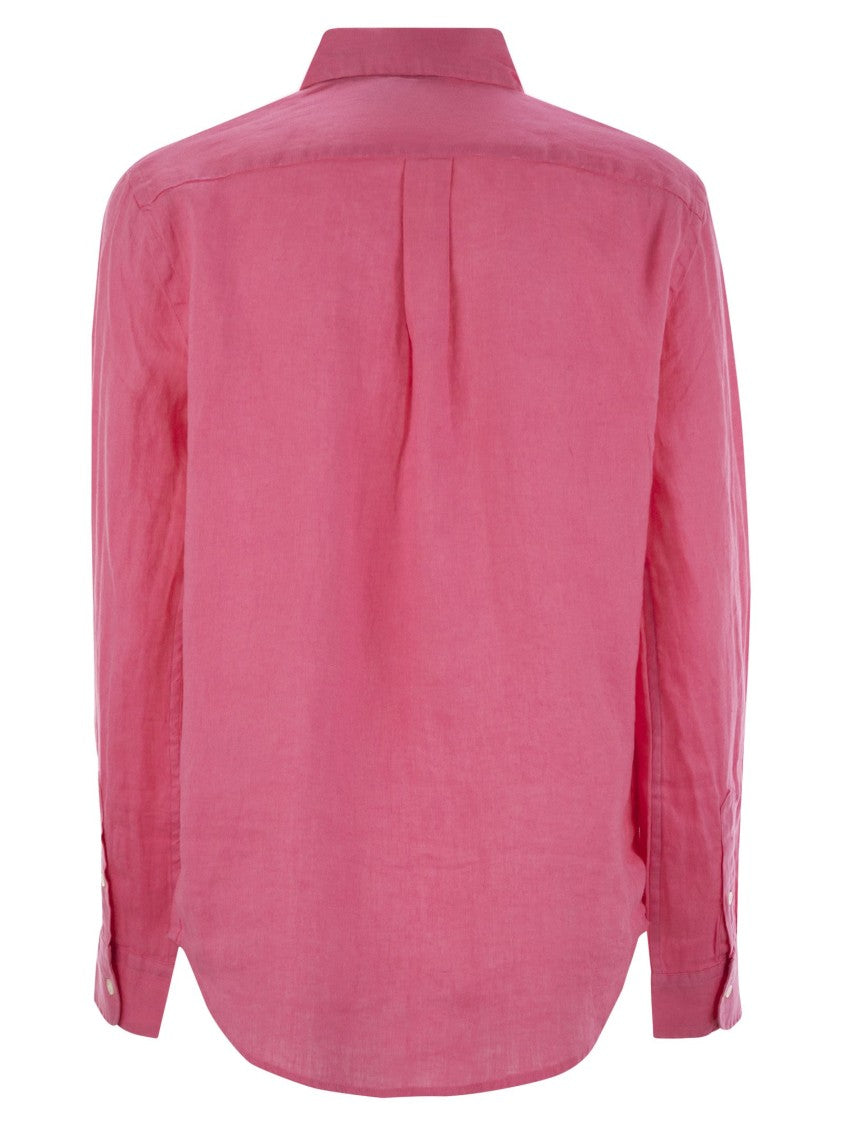 Polo Ralph Lauren Straight-Cut Linen Shirt With Mother-Of-Pearl Accents