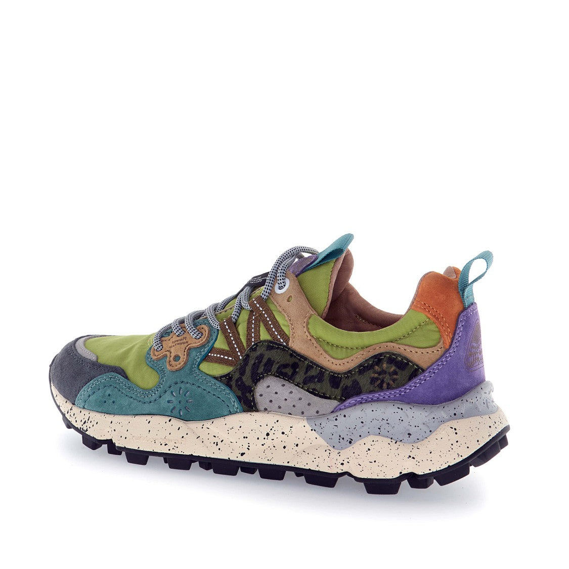 Flower Mountain Yamano Sneakers - Green/Grey/Petrol/Green/Black Spotted Pony Skin