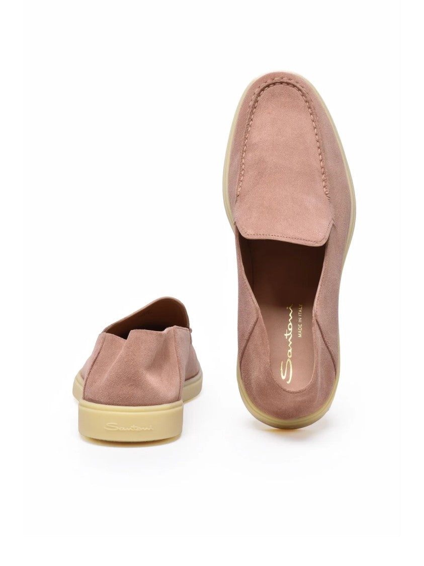 Santoni Antique Rose Suede Slip-On Loafers