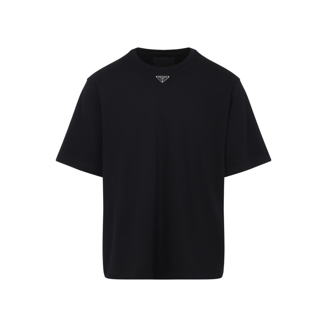 Prada Black Cotton T-Shirt With Minimalist Design And Logo Detail