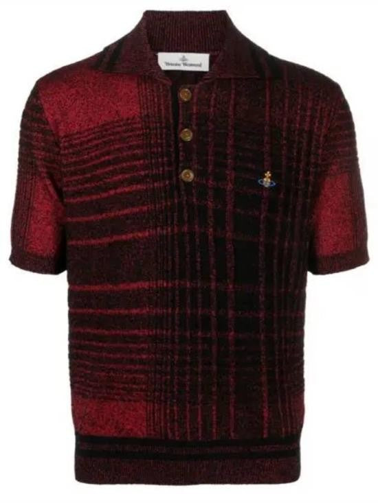 Vivienne Westwood Textured Checkered Polo Shirt With Ribbed Hem