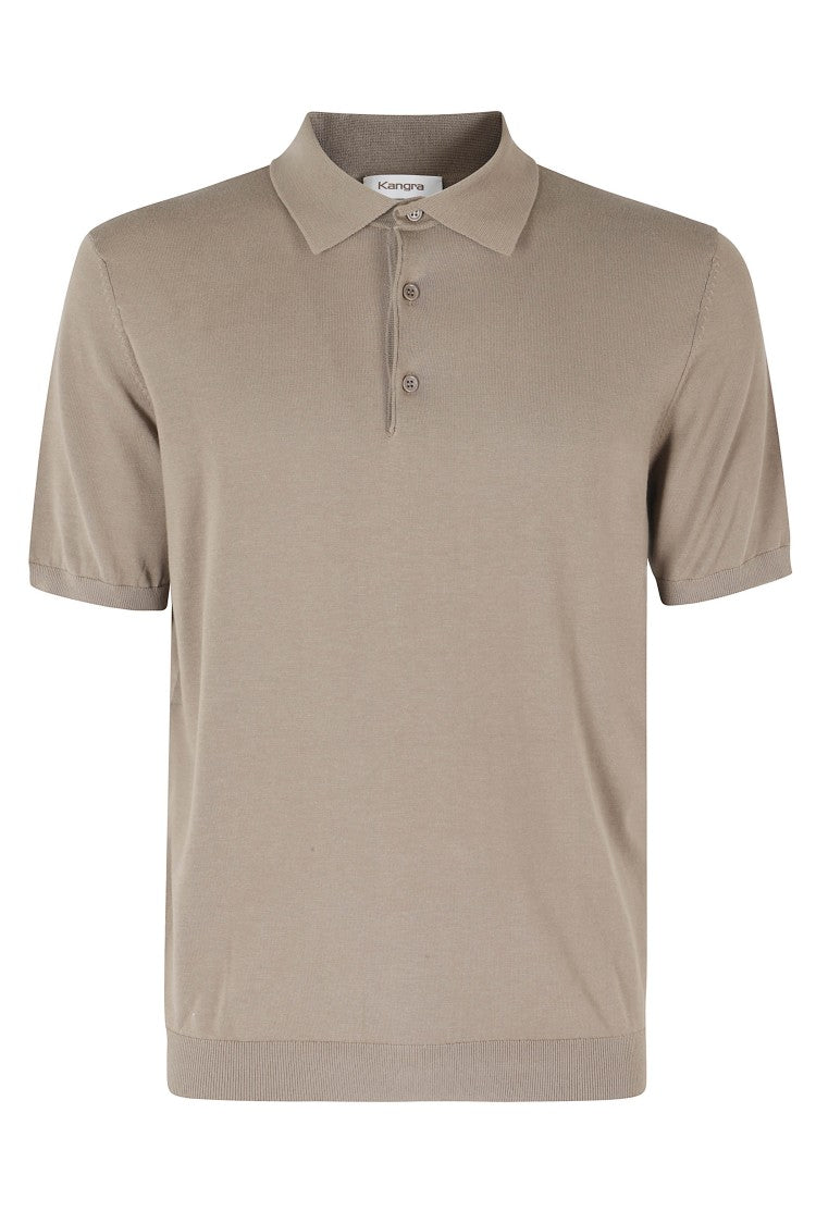 Kangra Brown Ribbed Trim Short Sleeve Cotton Polo Shirt