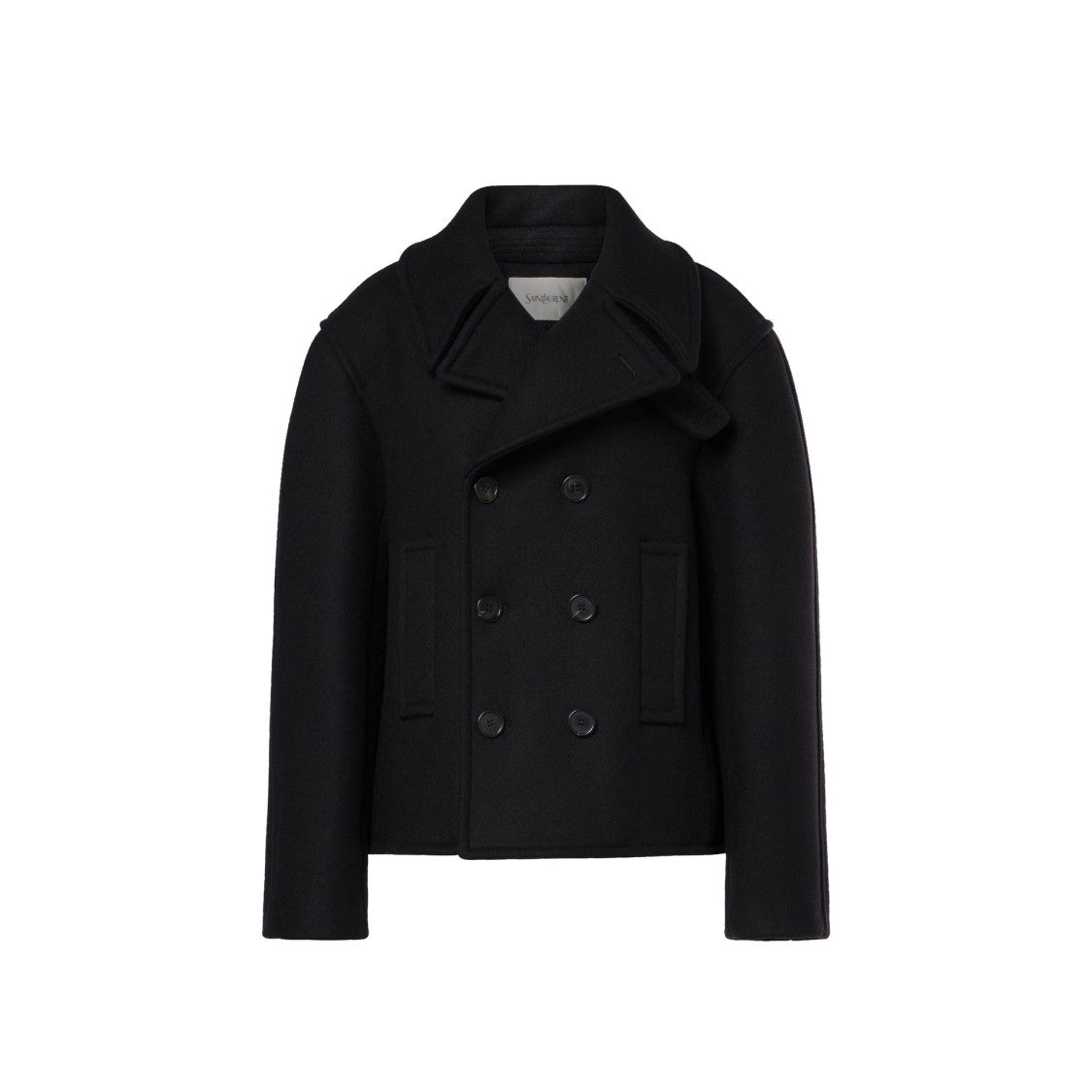 Saint Laurent Oversized Virgin Wool Peacoat With Silk Lining