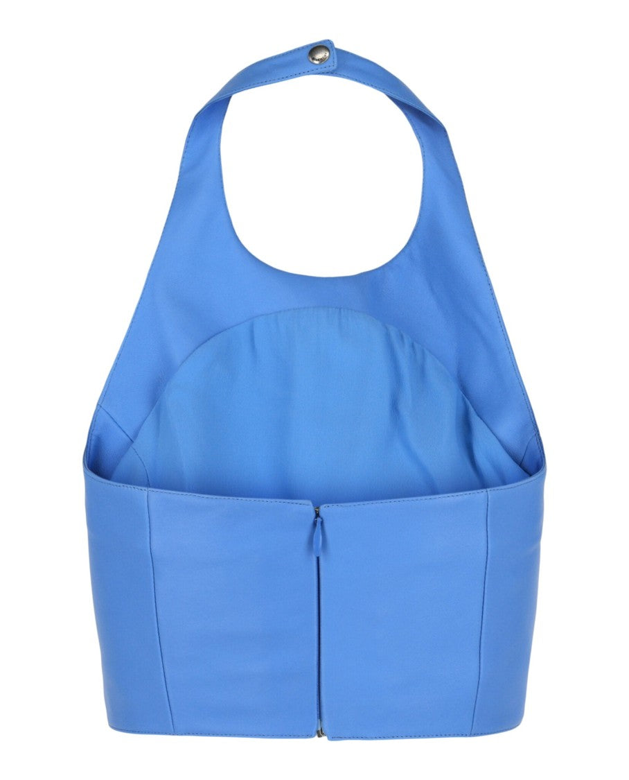 Givenchy Halter Top In Leather With Embroidered Stones