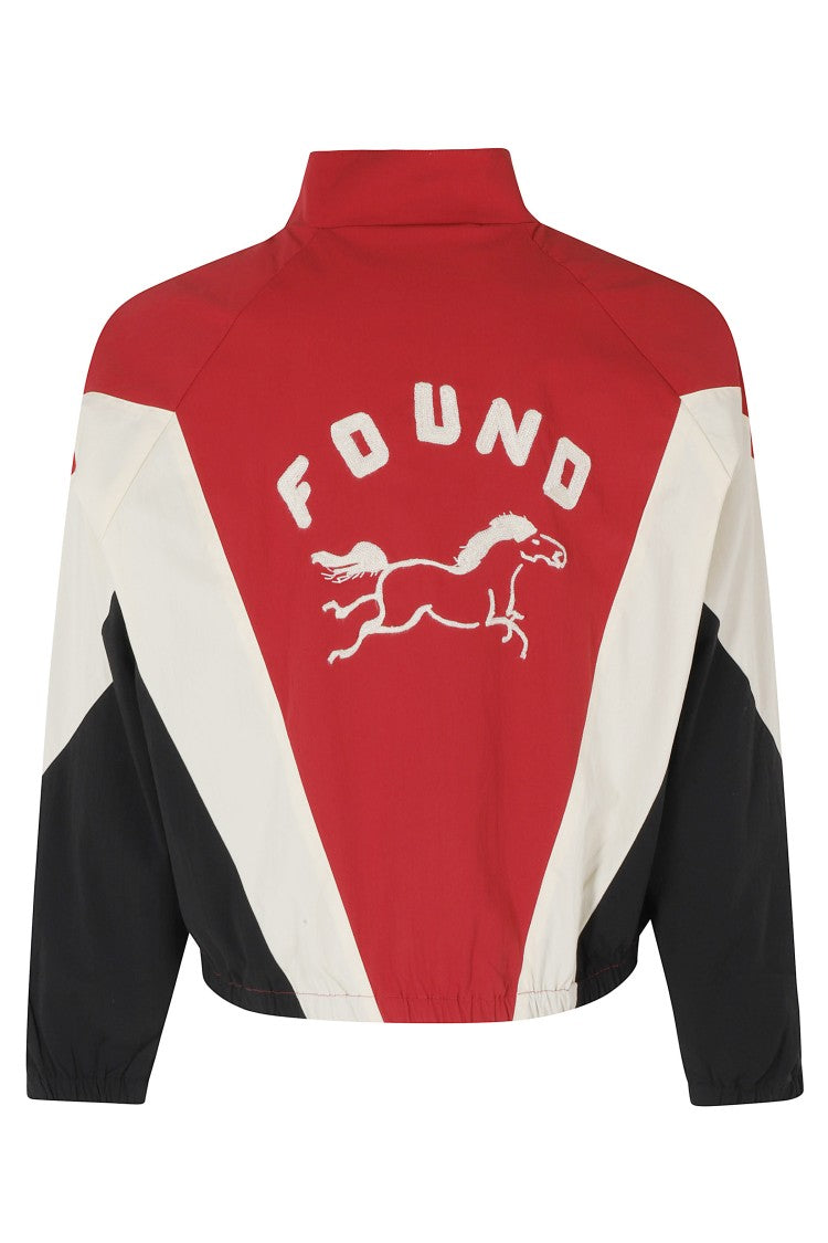 Found Red Pine And Rose High-Collar Patch Nylon-Blend Jacket